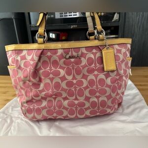 Coach Pink and Cream Patterned Tote